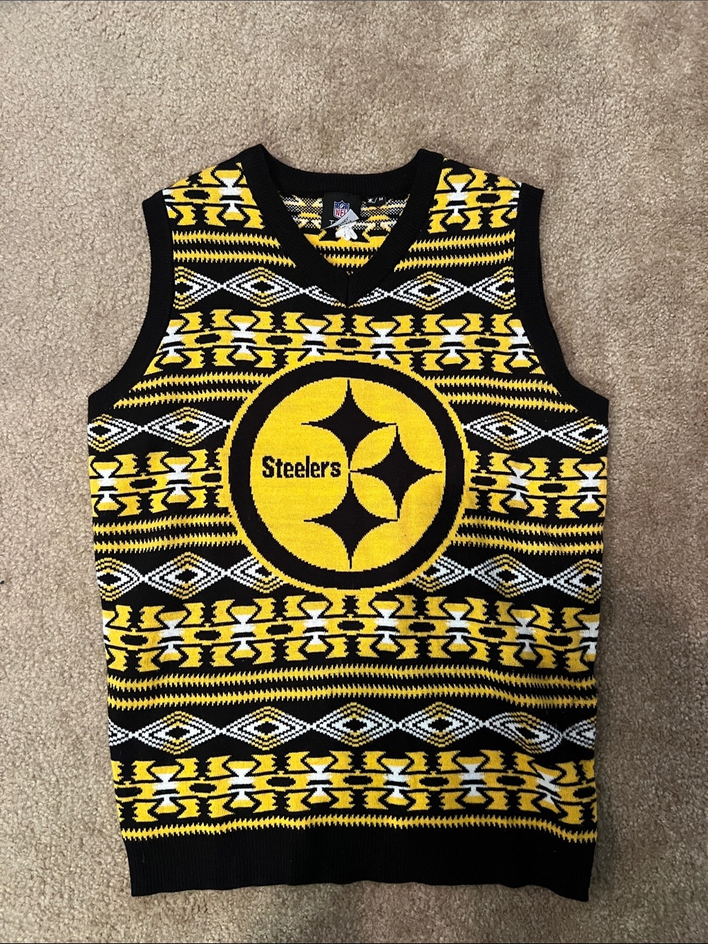 Pittsburgh Steelers Yellow and Black V-Neck Sweater Vest